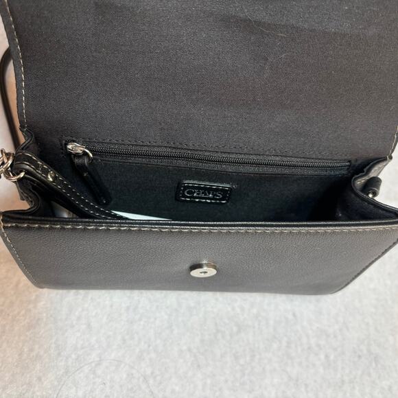 NWOT Chaps Black Faux Leather Crossbody Purse Card Holders Strap Handbag - Picture 7 of 7